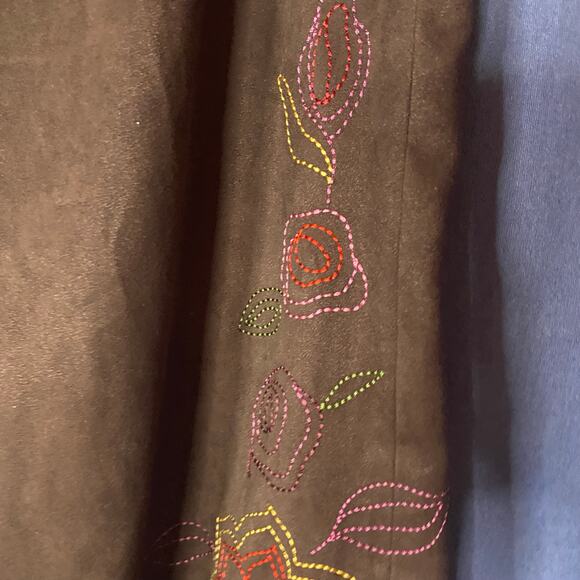 Vintage Y2K Muse Embroidered Faux Suede Wide Leg Pants Size 12 - Picture 3 of 12